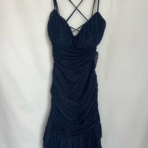 City Vibe Navy Glitter Mini Dress